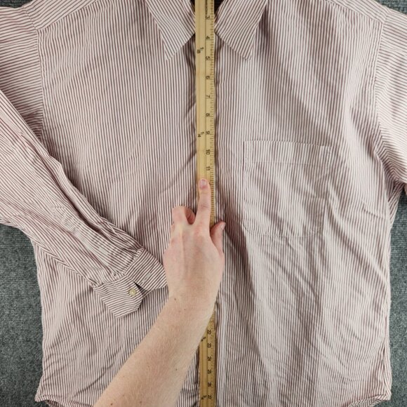 Gitman Bros 16.5 34 Point Collar Red Striped Long Sleeve Button Up Shirt Cotton - Picture 10 of 16